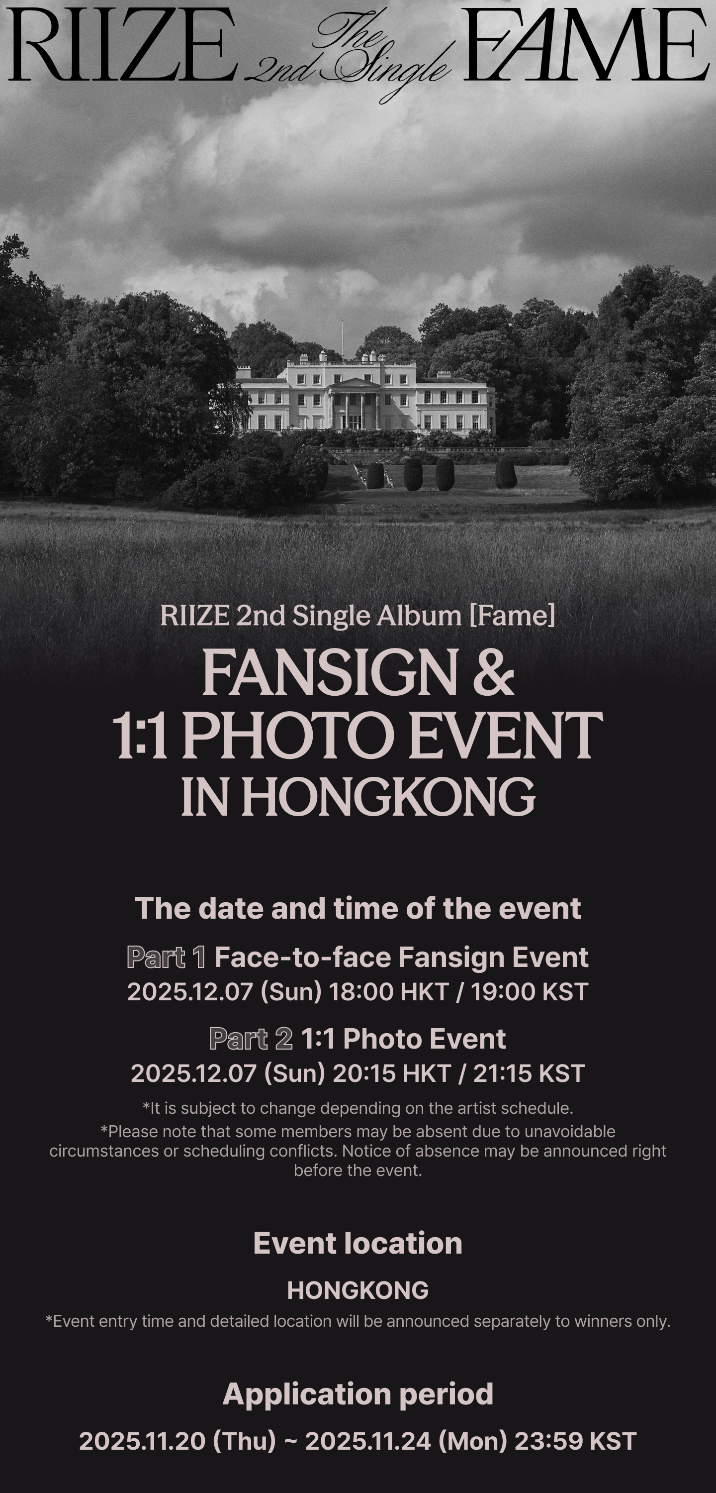 RIIZE 2nd Single Album [Fame] FANSIGN & 1:1 PHOTO EVENT IN